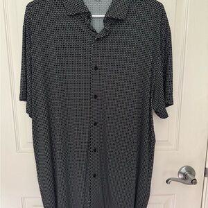 Black and White Patterned State & Liberty Short Sleeve Button Down